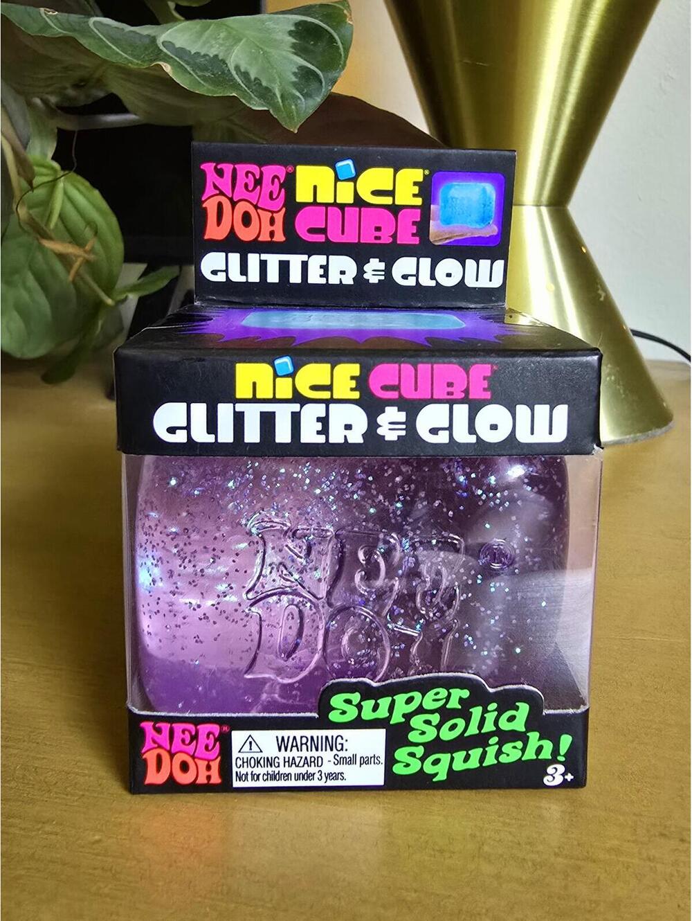 NIB NeeDoh Nice Cube Glitter and Glow - Purple